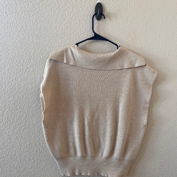 Pink Rose Cream V-Neck Sweater Top with Texture and Color NOWT - Picture 6 of 9